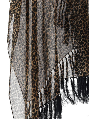 Saint Laurent Leopard Print Kaftan Poncho