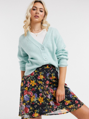 Asos Design Two-piece Chunky Knit Cardigan In Mint