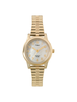 Women's Timex Expansion Band Watch - Gold/mother Of Pearl T2m827jt