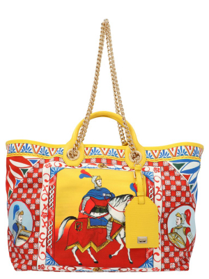 Dolce & Gabbana Capri Carretto Print Large Tote Bag