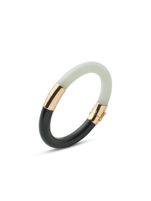 Black & White Jade Hinged Bangle