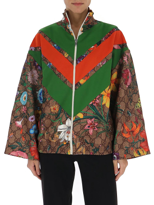 Gucci Gg Supreme Floral Print Zipped Jacket