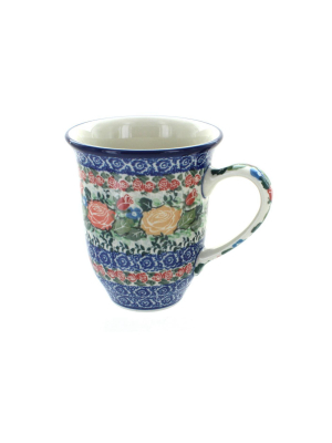 Blue Rose Polish Pottery Crimson Roses Large Coffee Mug