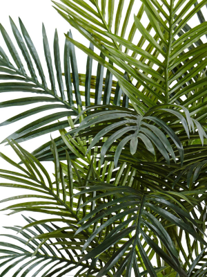 4.5ft Artificial Golden Cane Palm Tree In White Oval Planter - Nearly Natural