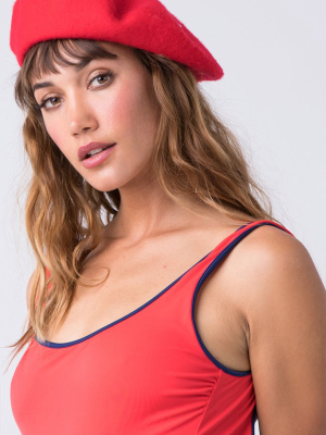 Jean Beret Hat - Red