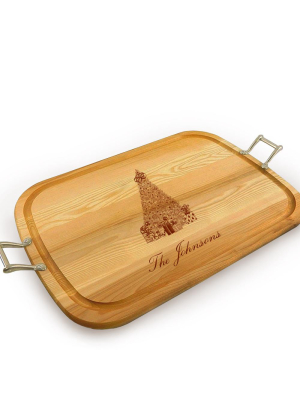 Christmas Tree Wooden Artisan Tray With Handles