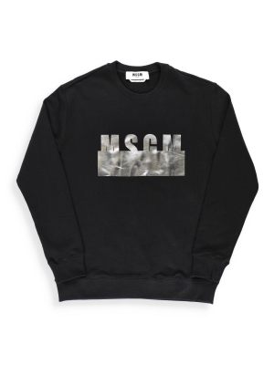 Msgm Metallic Logo Print Sweatshirt