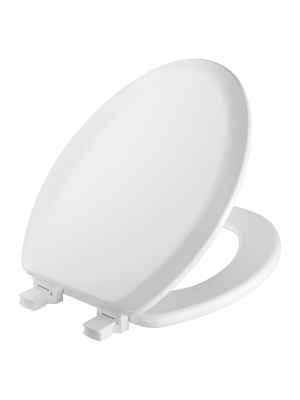 Elongated Molded Wood Toilet Seat With Easy Clean & Change Hinge White - Mayfair