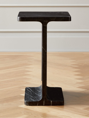 I Beam Black Marble Side Table