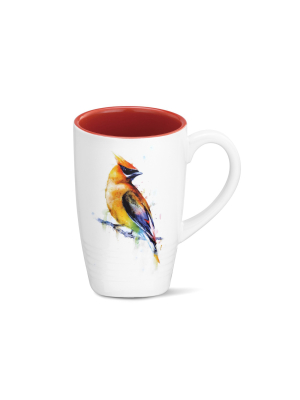 Demdaco Cedar Waxwing Latte Mug 20 Ounce - Red