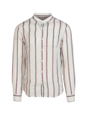 Brunello Cucinelli Striped Mandarin Collar Shirt