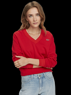 Shaped Waist V-neck Sweatshirt