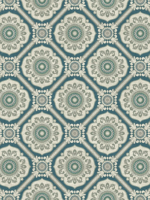 Small Floral Tile Wallpaper In Green From The Caspia Collection By Wallquest