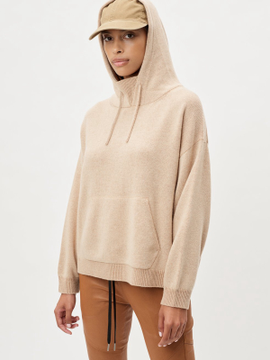Two Tone Cashmere Hoodie / Camel X Almond