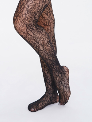 Netted Floral Tights