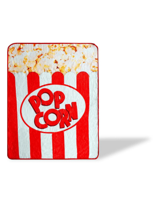 Just Funky Movie Popcorn Fleece Throw Blanket | Popcorn Box Blanket | 60 X 45 Inches