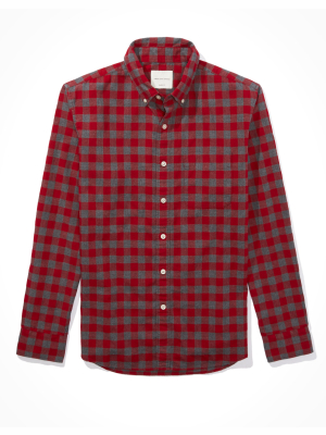 Ae Plaid Brushed Oxford Button Up Shirt