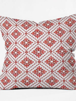 16"x16" Schatzi Brown Boho Tile Throw Pillow Red/white - Deny Designs