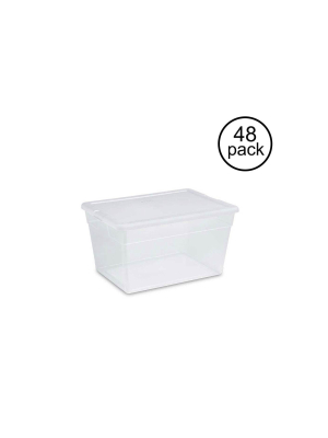 Sterilite 16598008 56 Quart Clear Home Storage Tote Container W/ Lid, 48 Pack