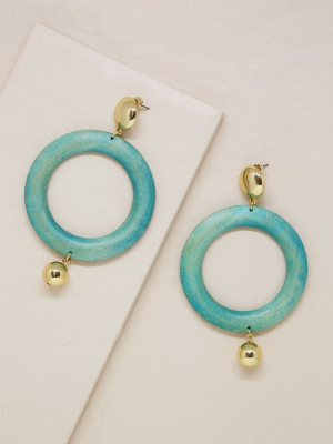 Au Naturale Teal Wood Hoop Earrings