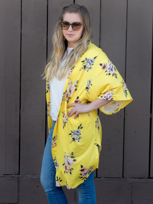 Floral Kimono - Yellow