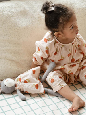 Wood Block Print Romper For Babies - Field Of Poppies