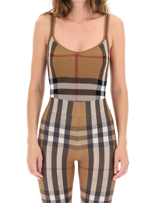 Burberry Check Intarsia Ribbed Bodysuit