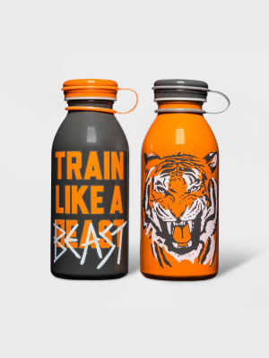 12oz 2pk Stainless Steel Lion Water Bottles Orange - Cat & Jack™