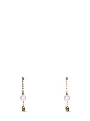 Pearly Skull Drop Earring