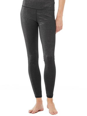 High-waist Glitter Legging - Black/silver