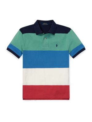 Striped Cotton Mesh Polo