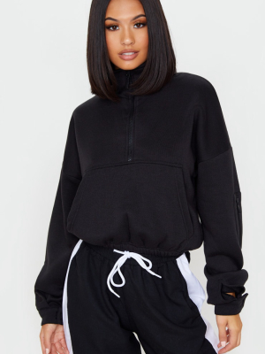 Black Oversized Zip Front Sweater