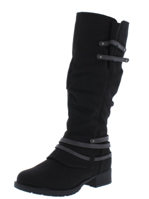 Danita1 Black Multi Strap Knee High Boot