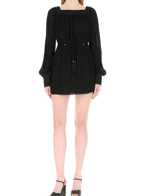 Saint Laurent Tie-waist Mini Dress