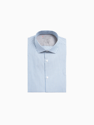 Extreme Slim Fit Blue Mini Check Temperature Regulation Dress Shirt