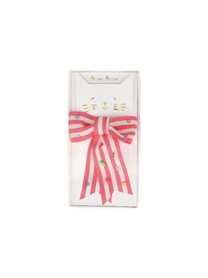 Meri Meri - Pink Stripe Bow Hair Clip - Hair Clips And Pins - 1ct