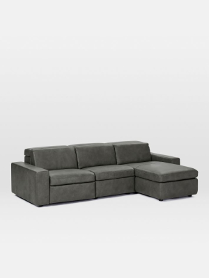 Enzo Leather 3-piece Reclining Chaise Sectional W/ Storage