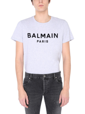 Balmain Flocked Logo Crewneck T-shirt