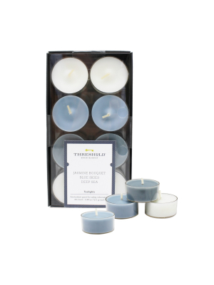 .31" 24pk Tealight Candles Set Jasmine Bouquet/blue Skies/deep Sea - Threshold™