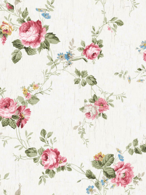 Garden Trail Wallpaper In Classic Rose From The Spring Garden Collection By Wallquest