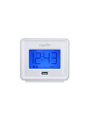 Capello - Dual Alarm Clock With Usb Phone Charger - White