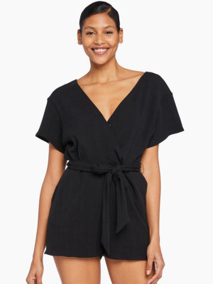 Logan Organic Rib Romper - Black Organic Rib