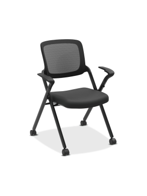 Set Of 2 Assemble Mesh Back Stacking Chairs Black - Hon