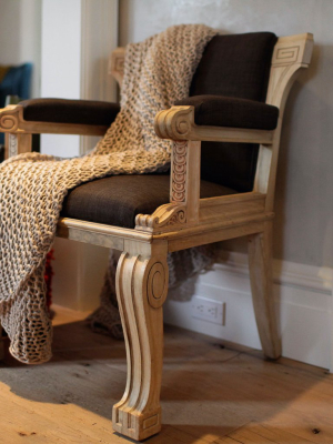 Pair Of English 1920's Bleached Walnut Armchairs