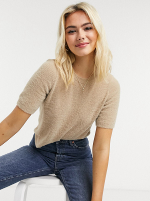 Asos Design Sweater In Eyelash Yarn In Oatmeal