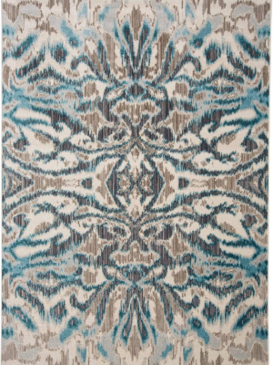 Feizy Keats Abstract Ikat Print Rug - Available In 8 Sizes - Aqua Blue Haze