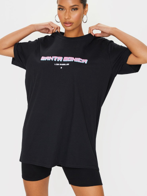 Black Santa Monica Printed T Shirt