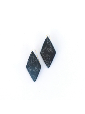 Sanctuary Project Semi Precious Black Howlite Diamond Drop Statement Earrings Gold