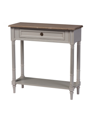 Edouard French Provincial Style Console Table With 1 Drawer - White/light Brown - Baxton Studio