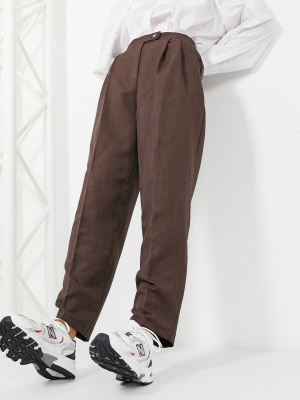 Asos Design Extreme Dad Pants In Brown